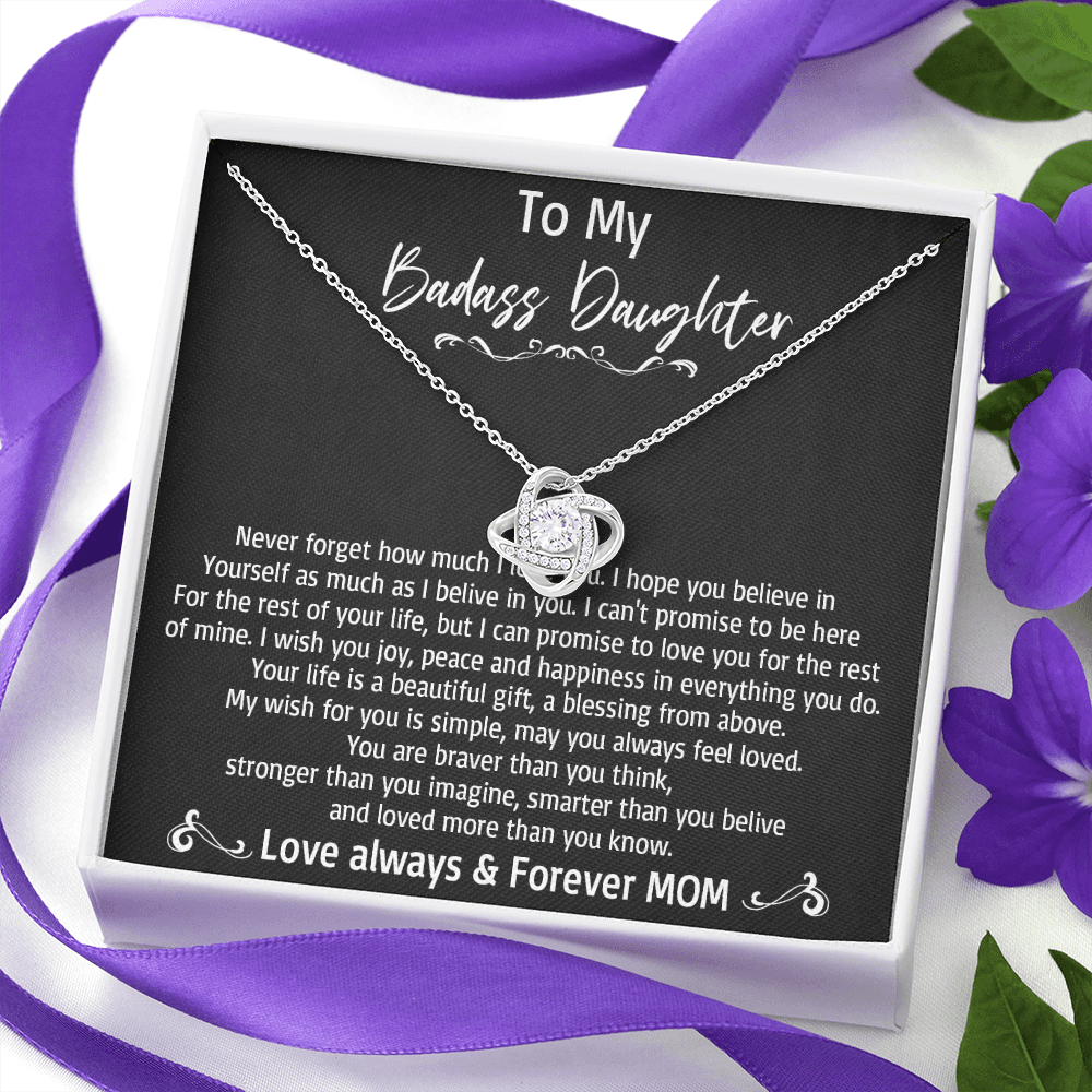 36A To My Badass Daughter Necklace, Love Always & Forever Mom, Gift From Mom