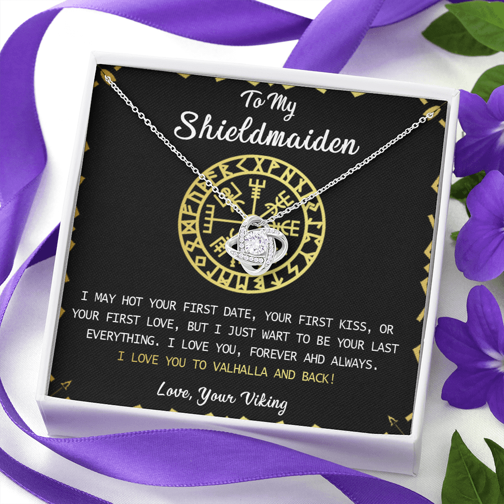 N373A To My Shieldmaiden Necklace, Lagertha Shield Necklace, Gift For Viking Wife