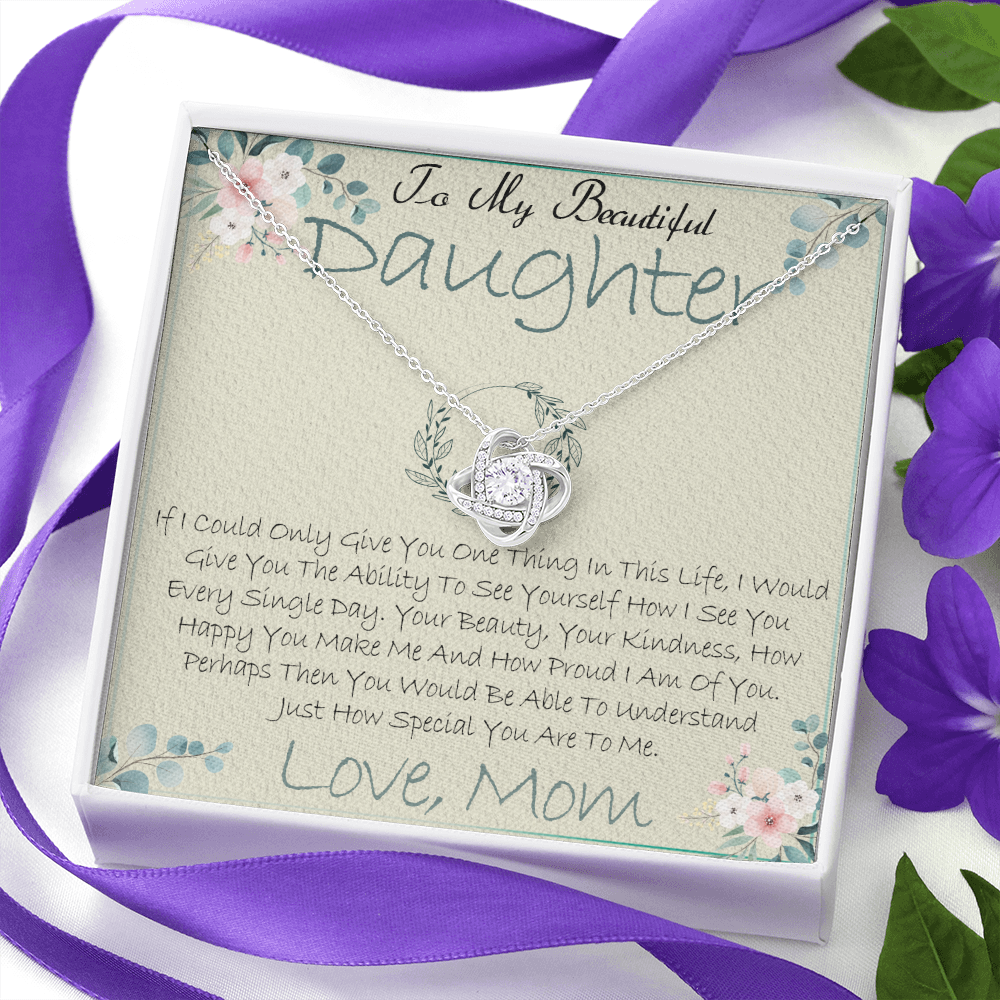 40A Daughter Necklace, To My Beautiful Daughter Necklace Gifts From Mom, Birthday