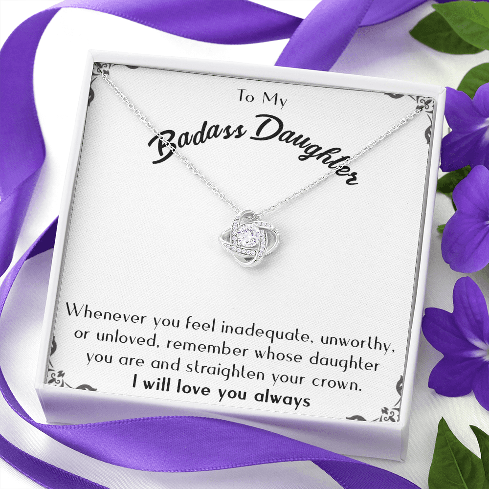175A Necklace To Badass-Daughter, Daughter Necklace, I LOVE YOU Always From Dad Mom