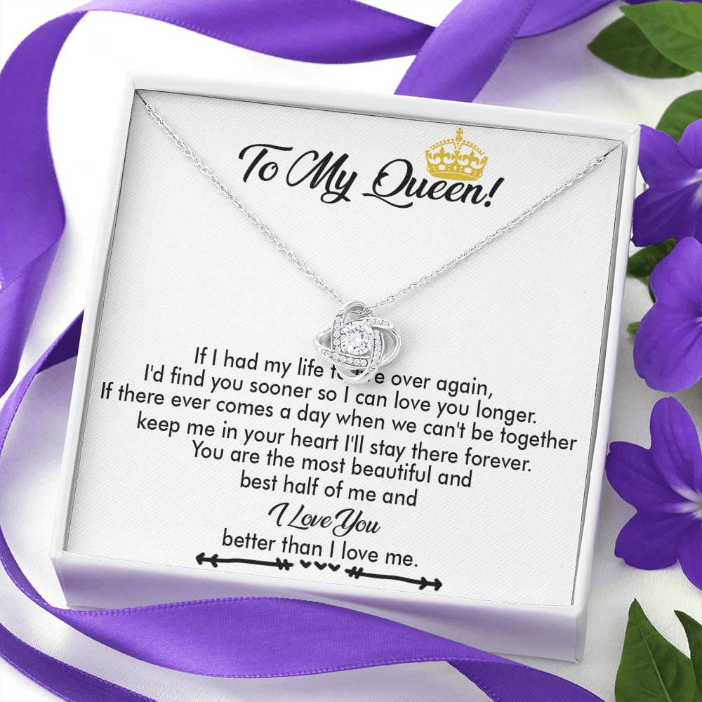 To My Crowned Queen Love Knot Necklace Gift, Birthday Gift, Mother's Day Gift