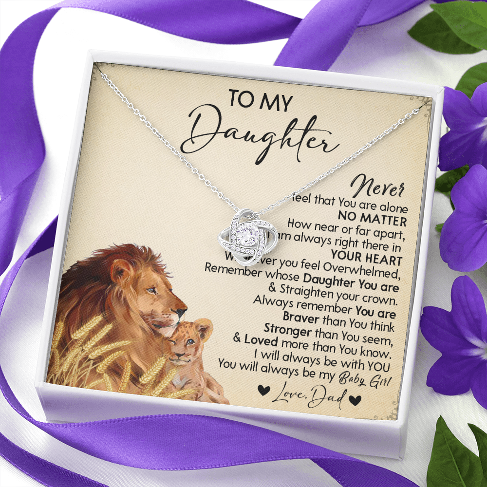 121A Necklace To My Daughter Gift From Lion Dad, You Are My Baby Girl, Birthday Gift