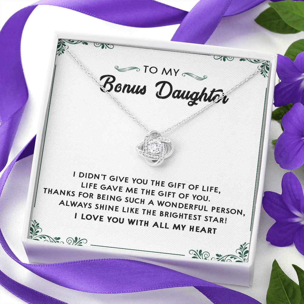 137A Perfect Gift for Bonus Daughter, Daughter Necklace, I Love You With All My Heart