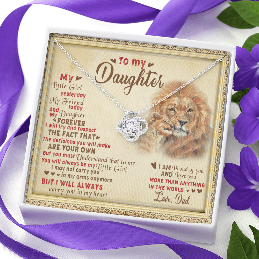 143A Necklace To My Daughter Lion, I Love Daughter Lion Dad Gift, Perfect Birth Gift