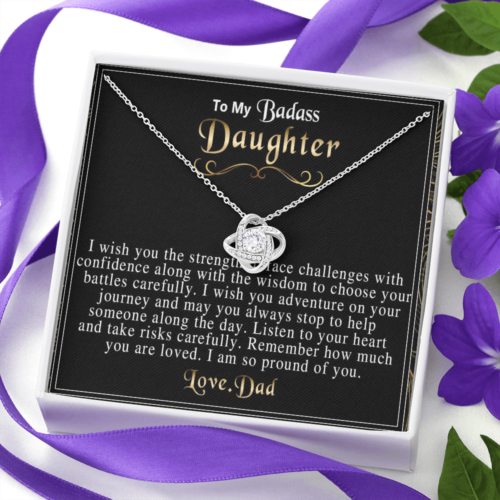 5A To My Badass Daughter Necklace From Dad, Badass Daughter Necklace Birthday Gifts