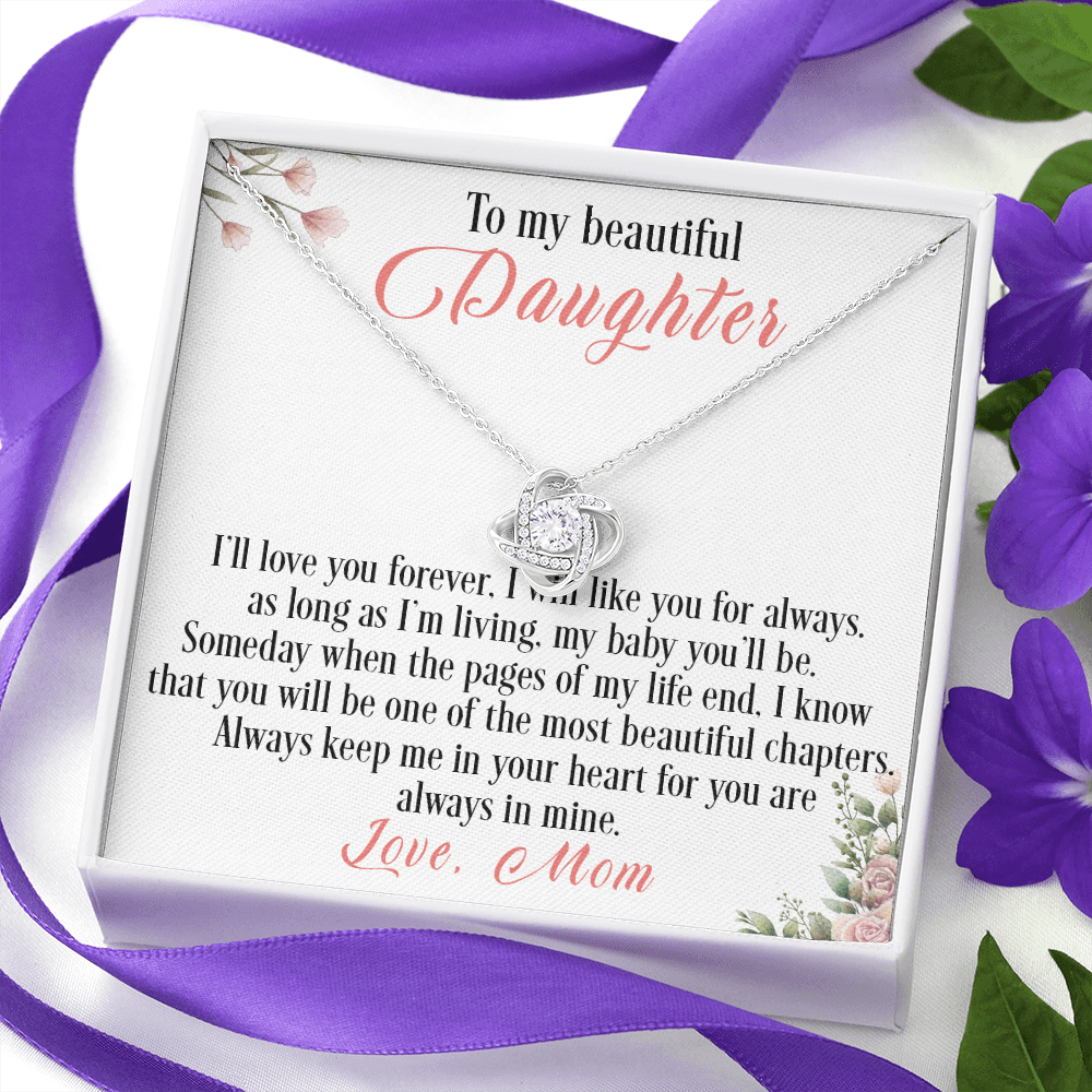 31A To My Beautiful Daughter Love Knot Necklace, I Love You, Gift For Daughter