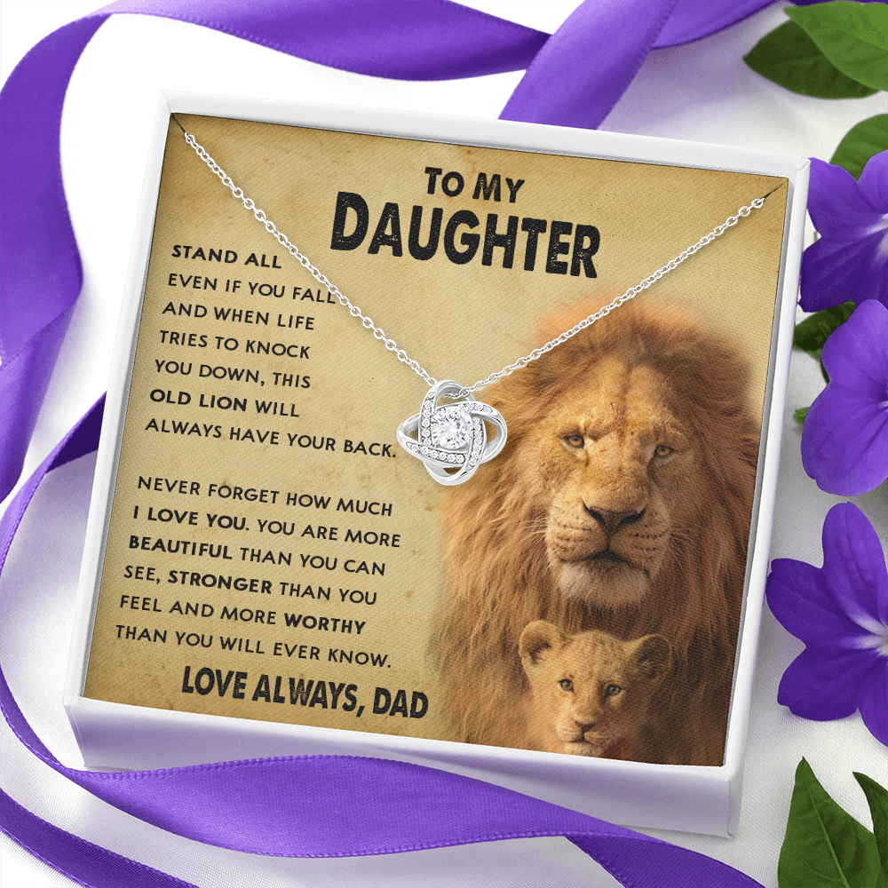 154A To My Daughter Lion, Necklace Gift From Lion Dad, Daughter Birthday Necklace