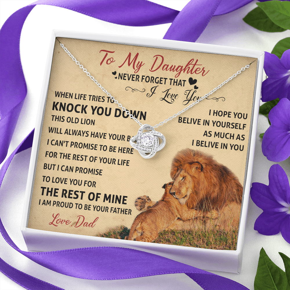3A Necklace To My Daughter Cute Birthday Gift from Dad I LOVE YOU Lion Dad Fathers