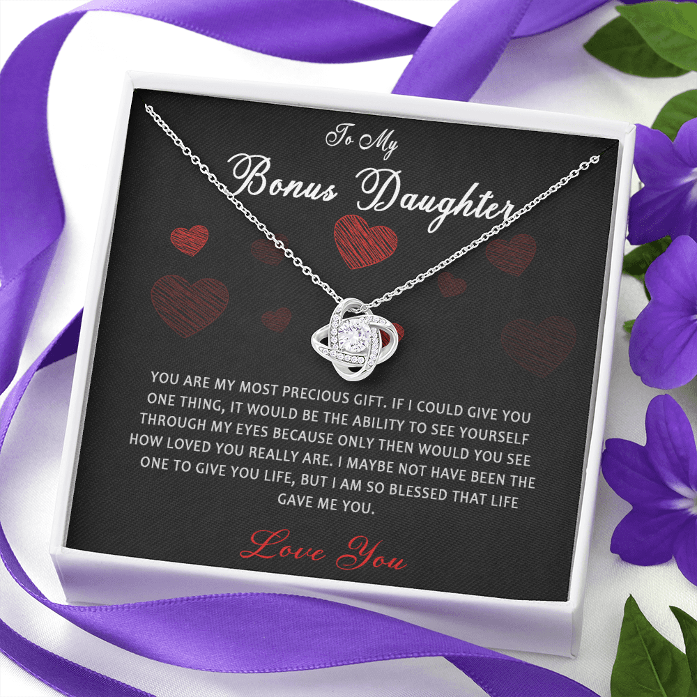 N361A To My Bonus Daughter Necklace, Step Daughter Gift From Stepdad, Stepmom