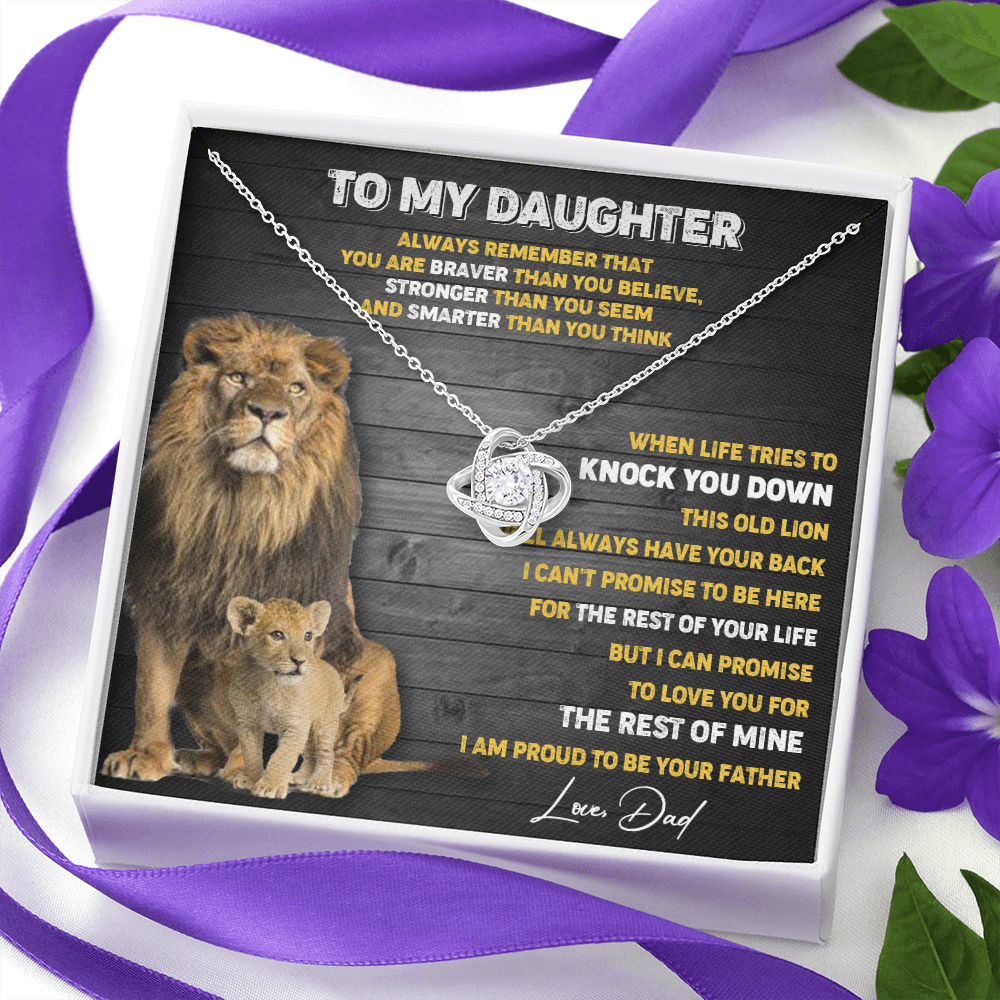 N374A To My Daughter Necklace, Xmas Gift For Daughter From Dad, Daughter Father Lion