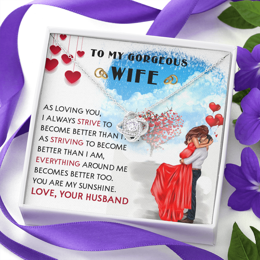 252A Necklace To My Gorgeous Wife, Love Gift for Her From Husband, Couple Necklace