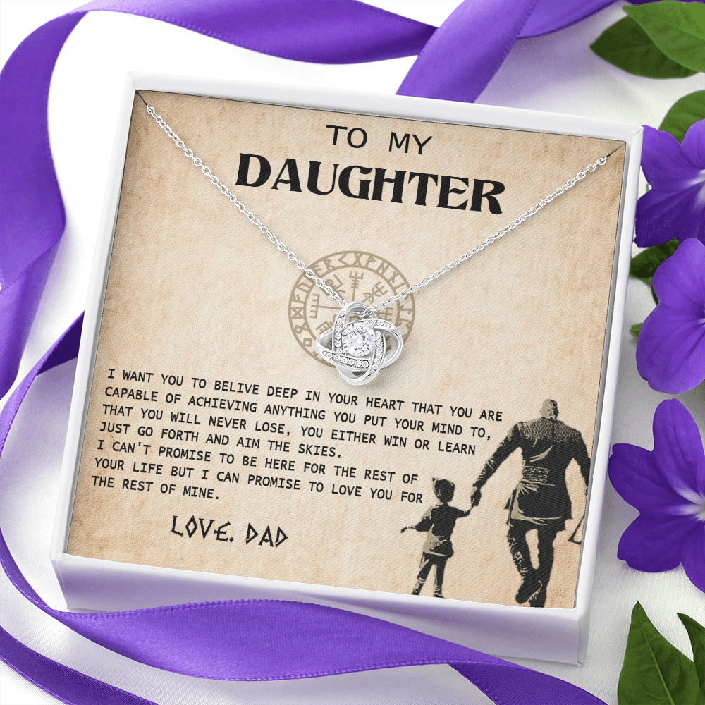 N370A To My Daughter From Viking Dad - Gift For Viking Daughter Love Knot Necklace