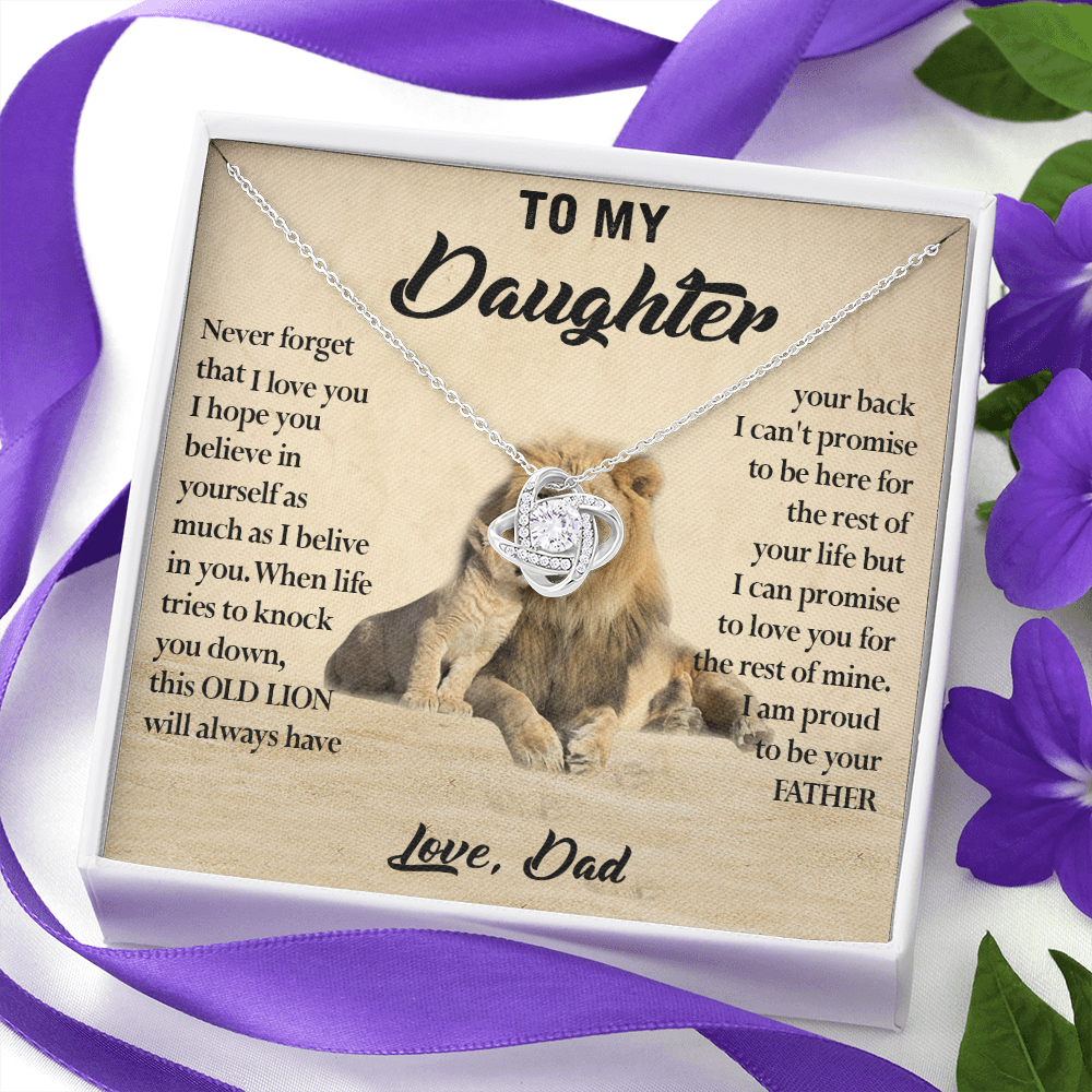 124A Necklace To My Daughter, Lion Daughter Birthday Gift from Lion Dad Necklace