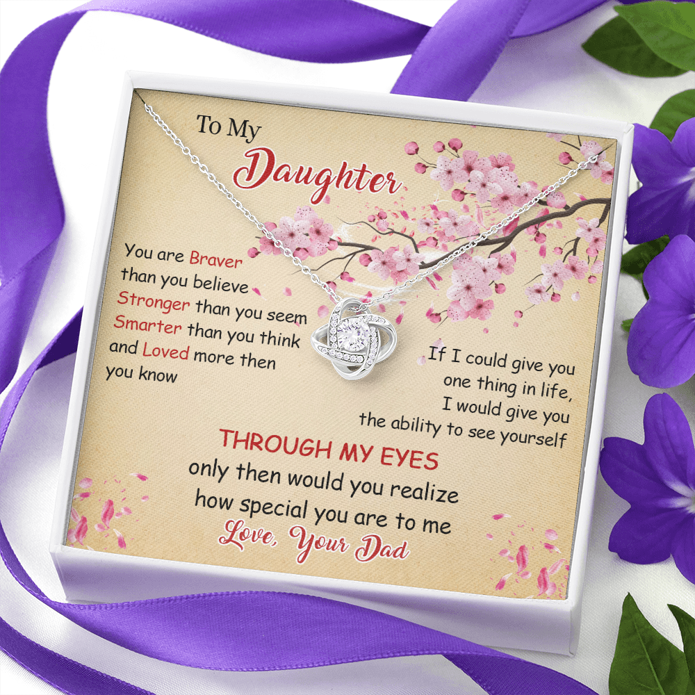 N366A To My Daughter Forever Love Heart Necklace, Birthday gift for Daughter from Dad