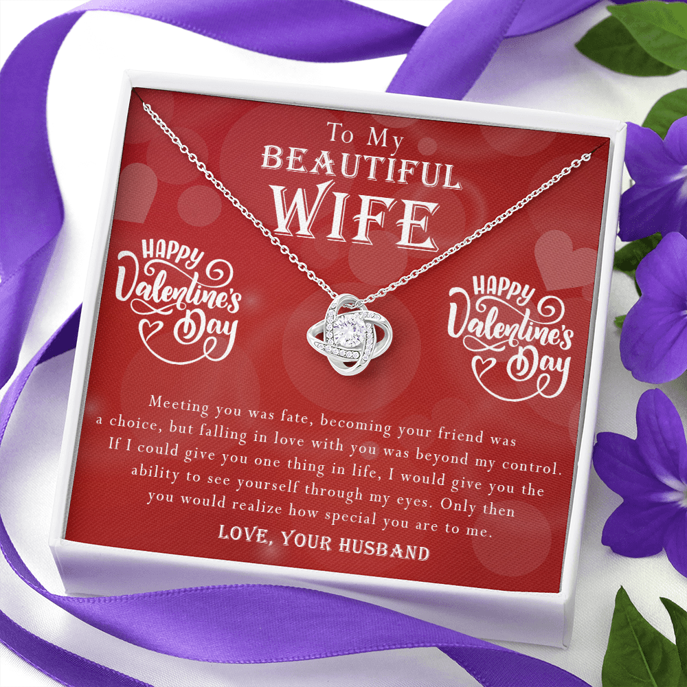 190A - To my Beautiful Wife, Necklace Gift for Wife, Women, Girl, Happy Valentine's Day