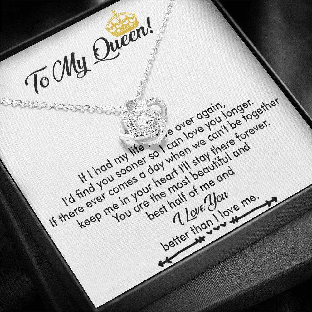 To My Crowned Queen Love Knot Necklace Gift, Birthday Gift, Mother's Day Gift