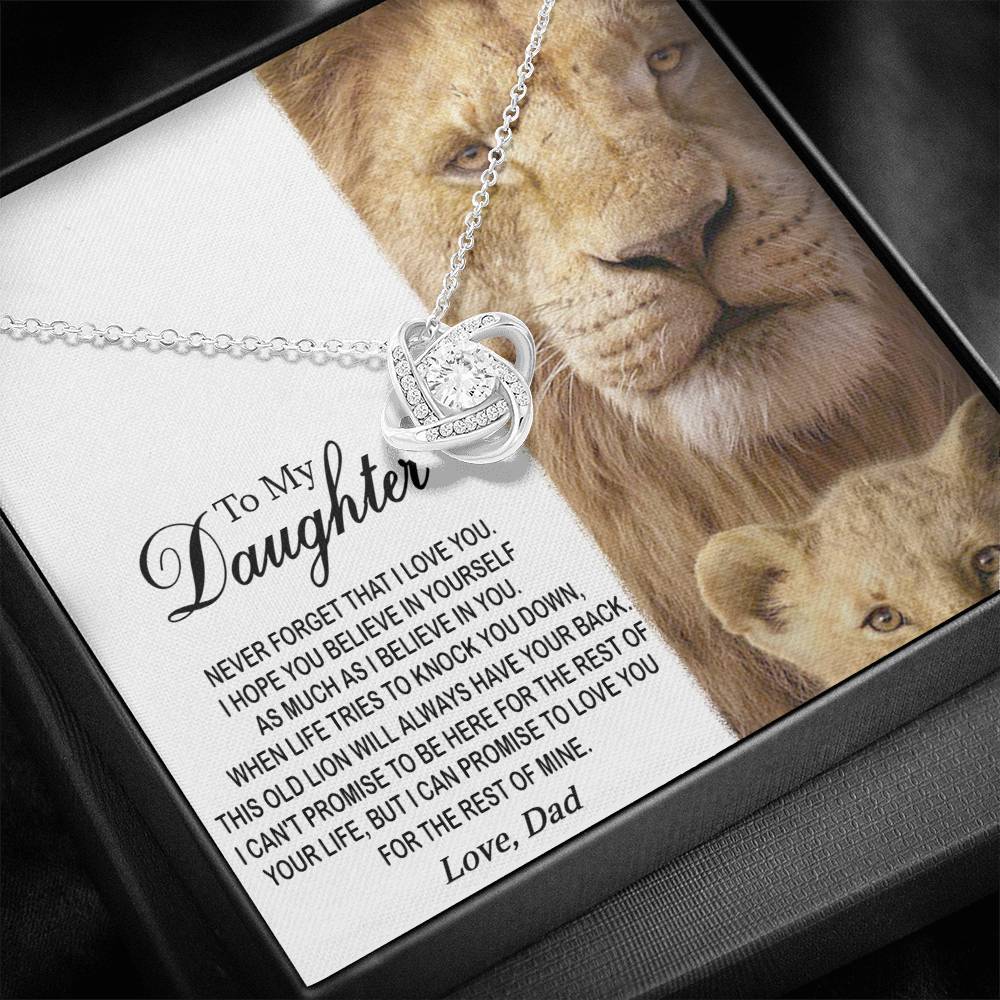 To My Daughter From Dad Lion Jewelry Love Knot Necklace Gift For Women, Girl