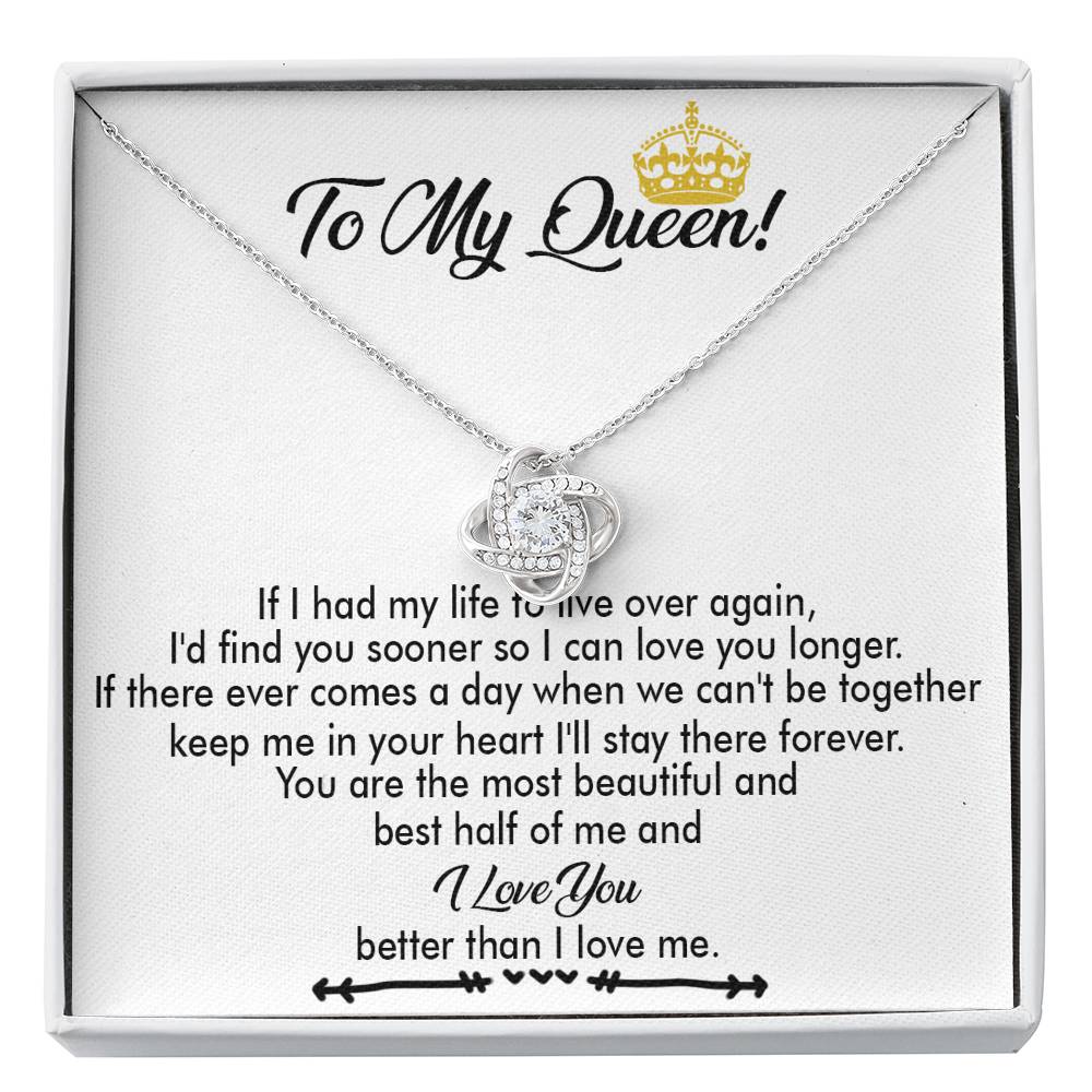 To My Crowned Queen Love Knot Necklace Gift, Birthday Gift, Mother's Day Gift