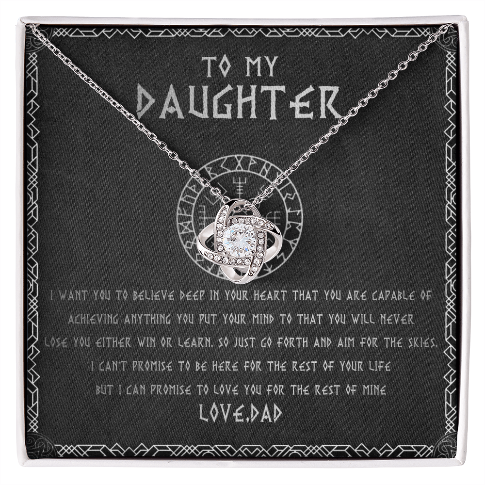 55A To My Daughter From Viking Dad, Gift For Viking Daughter Love Knot Necklace