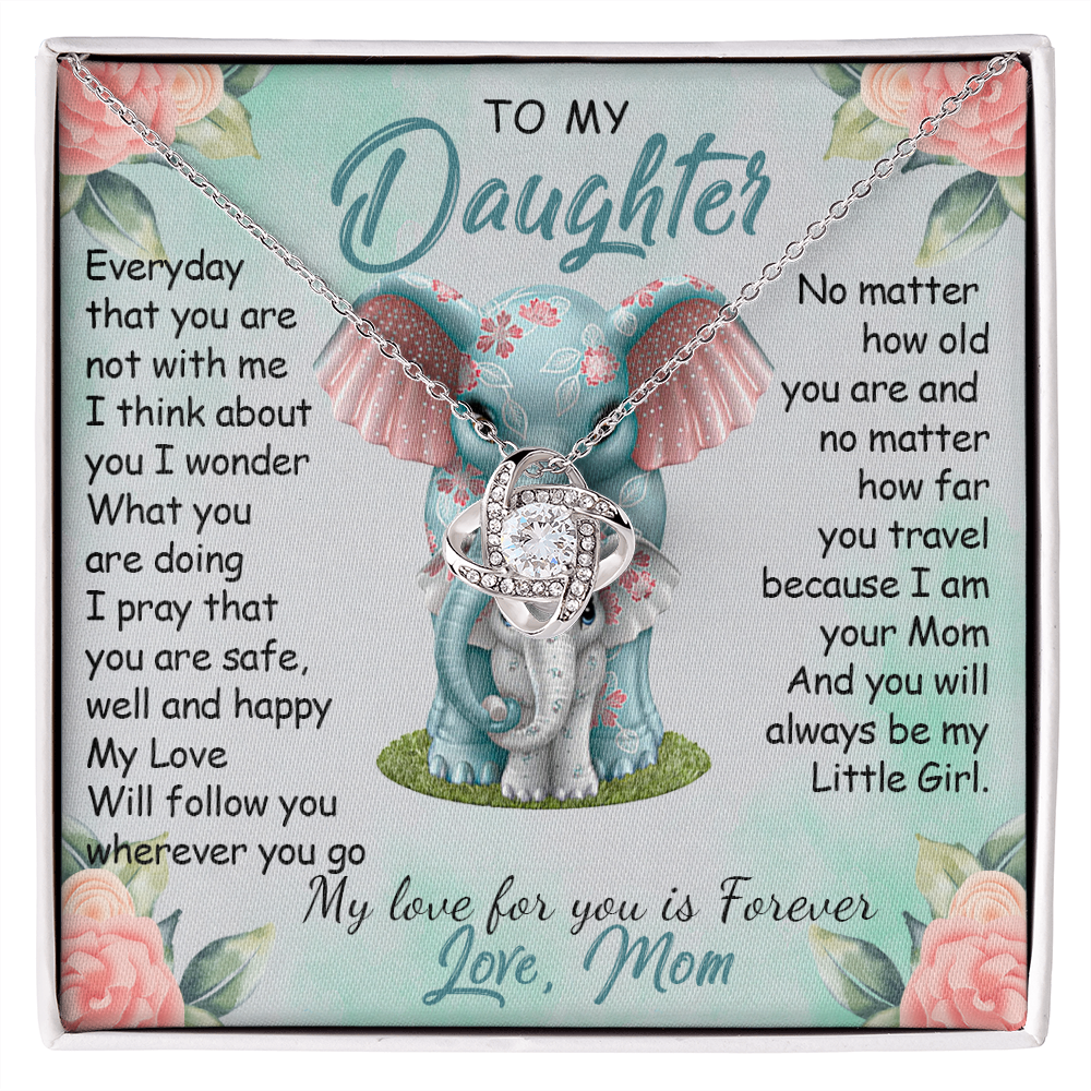 57A To My Daughter Necklace, Gift For Daughter From Mom, Daughter Mother Elephant