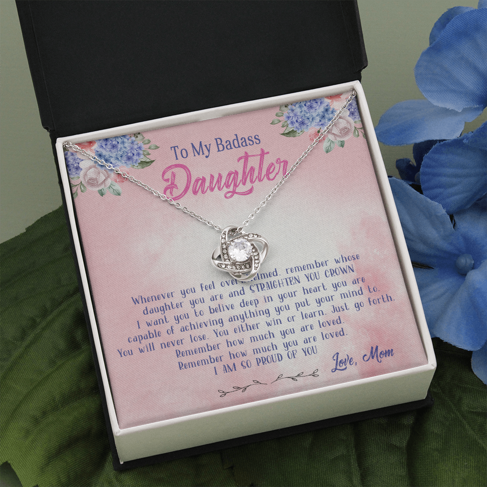 47A To My Badass Daughter Necklace From Mom, Badass Daughter Necklace Birthday