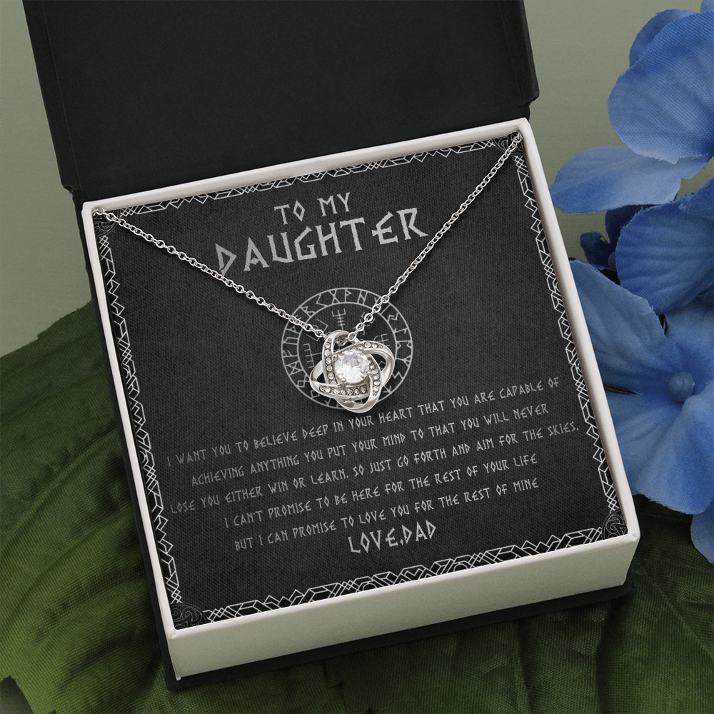 55A To My Daughter From Viking Dad, Gift For Viking Daughter Love Knot Necklace