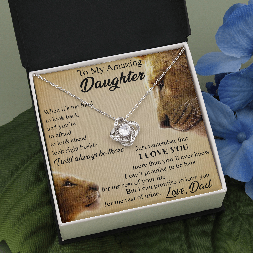 To My Amazing Daughter Love Knot Necklace, Birthday Gift Father to Daughter 492