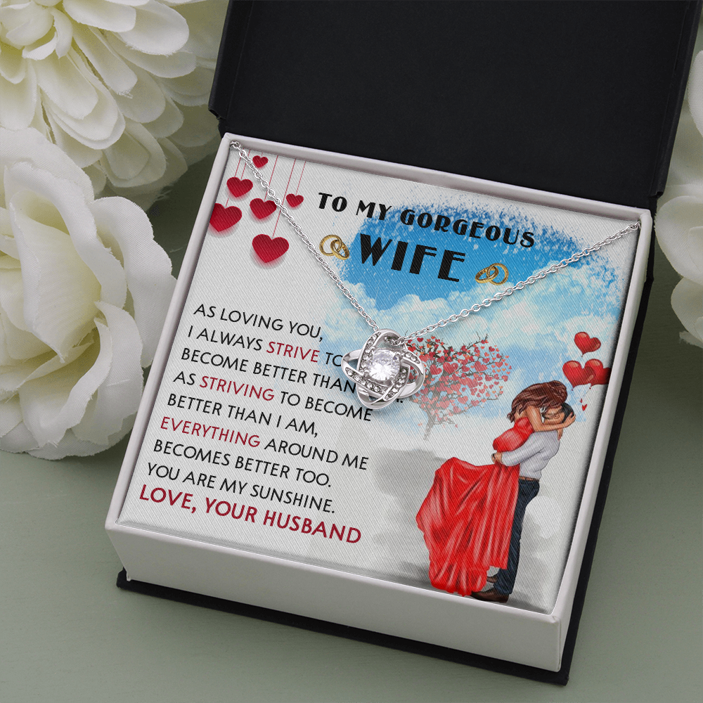 252A Necklace To My Gorgeous Wife, Love Gift for Her From Husband, Couple Necklace