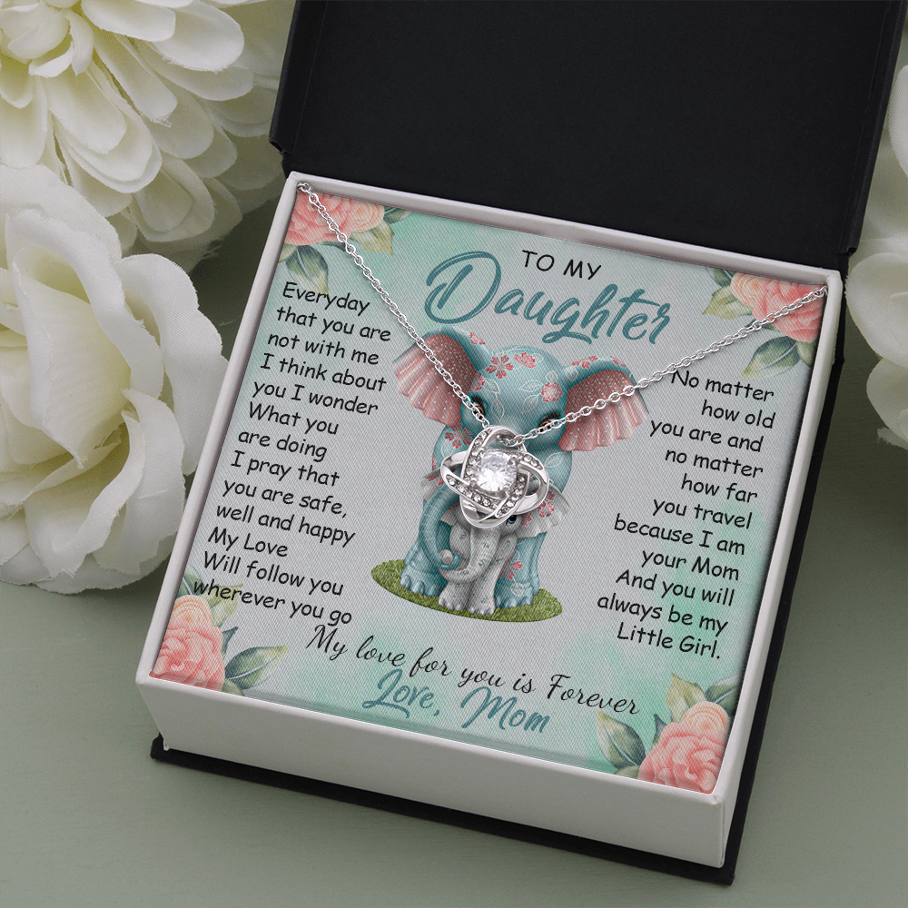 57A To My Daughter Necklace, Gift For Daughter From Mom, Daughter Mother Elephant