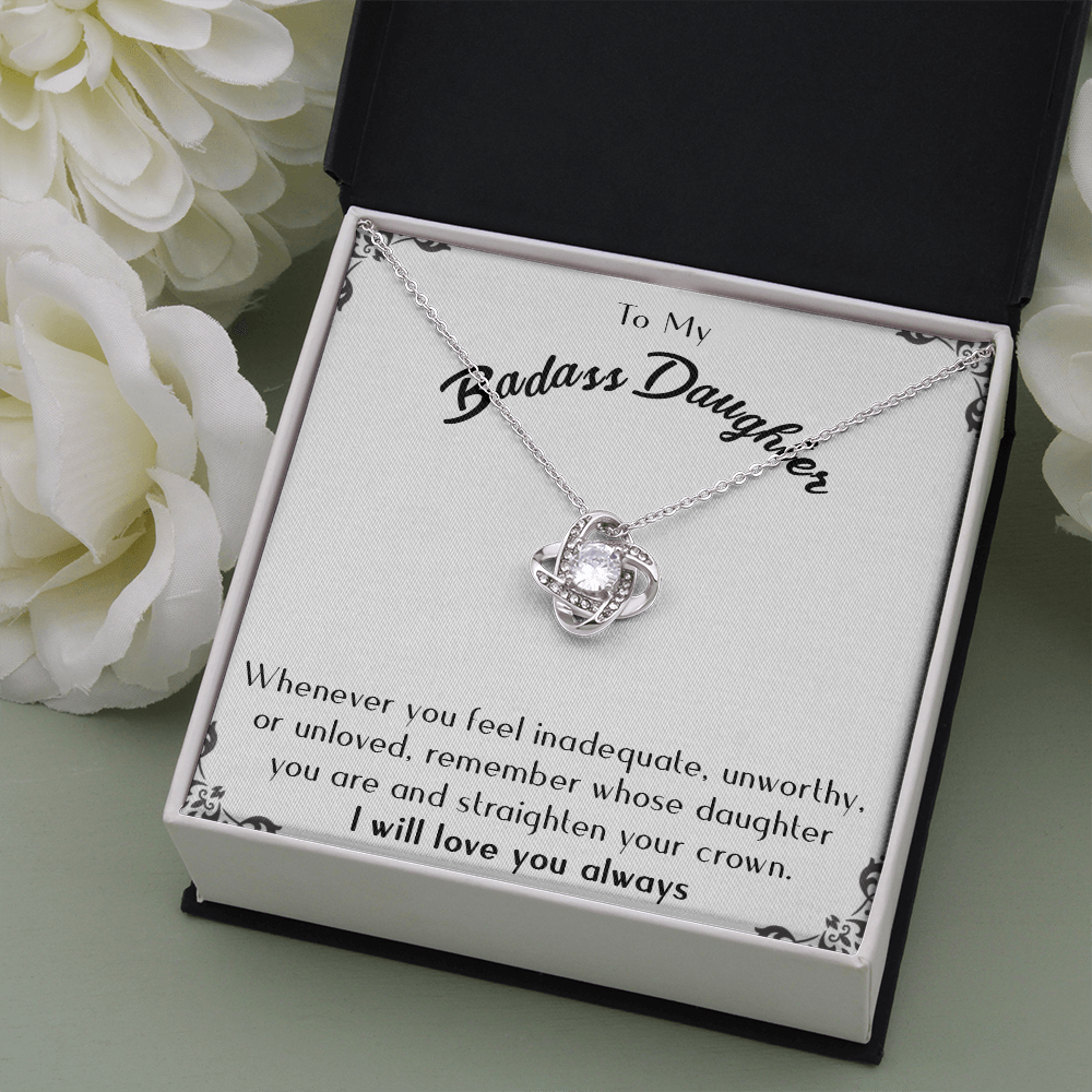 175A Necklace To Badass-Daughter, Daughter Necklace, I LOVE YOU Always From Dad Mom