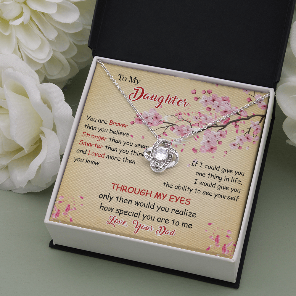 N366A To My Daughter Forever Love Heart Necklace, Birthday gift for Daughter from Dad
