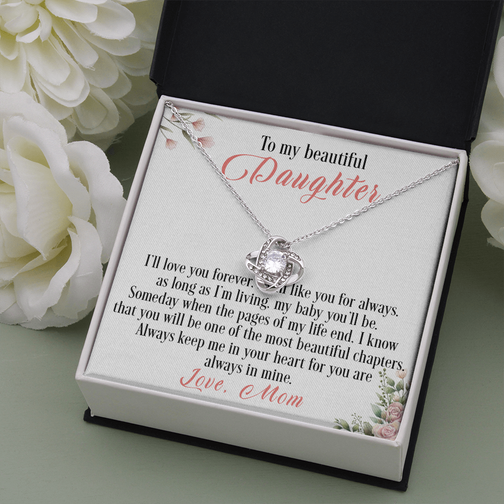 31A To My Beautiful Daughter Love Knot Necklace, I Love You, Gift For Daughter