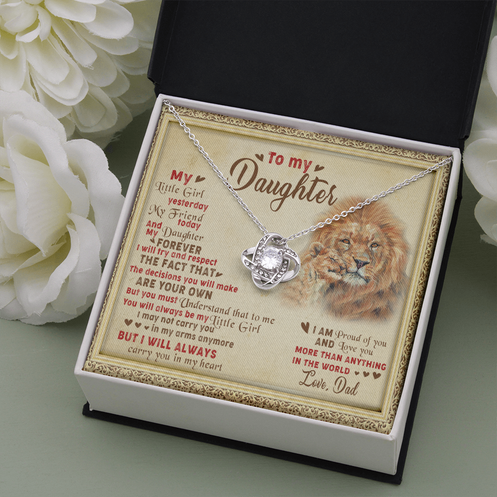 143A Necklace To My Daughter Lion, I Love Daughter Lion Dad Gift, Perfect Birth Gift