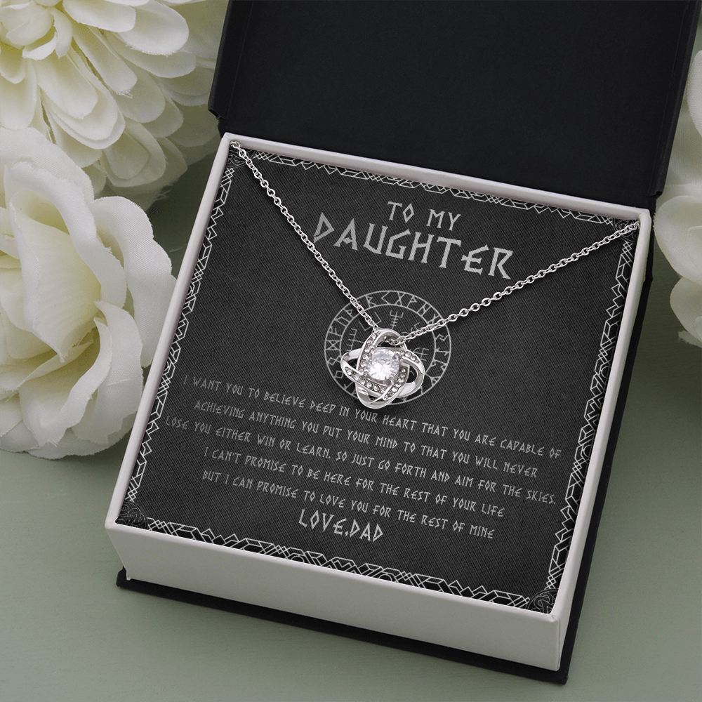 55A To My Daughter From Viking Dad, Gift For Viking Daughter Love Knot Necklace