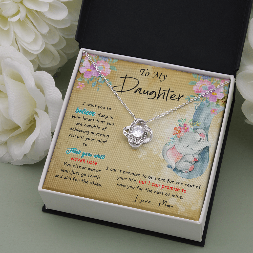 139A To My Daughter Necklace, Perfect Gift for Daughter From Elephant Mom, I Love You