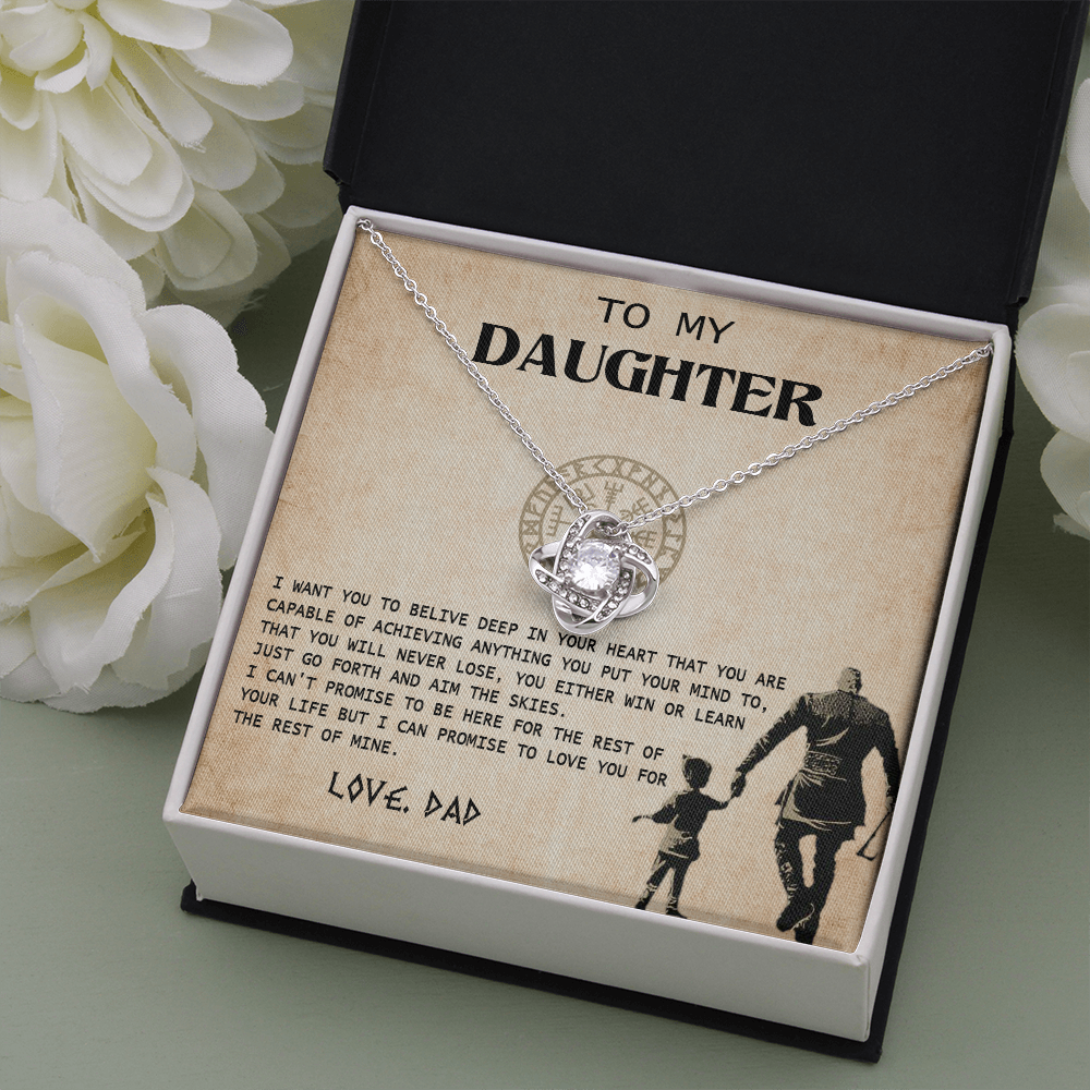 N370A To My Daughter From Viking Dad - Gift For Viking Daughter Love Knot Necklace