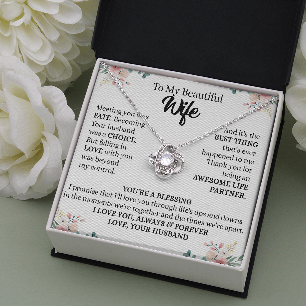 201A - To my Beautiful Wife, Wife Necklace Gift from Husband, Valentine's Day Necklace