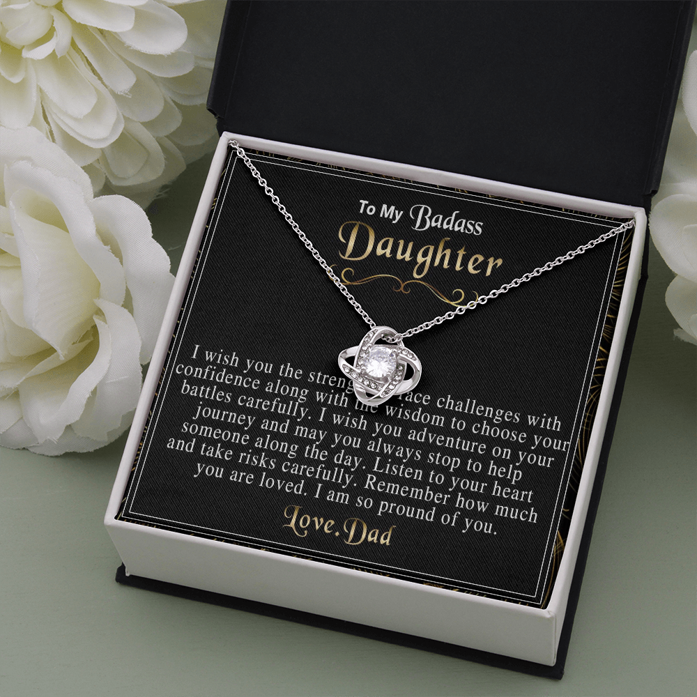 5A To My Badass Daughter Necklace From Dad, Badass Daughter Necklace Birthday Gifts