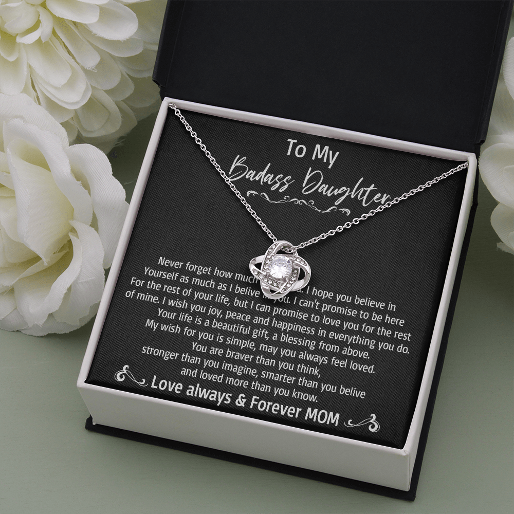 36A To My Badass Daughter Necklace, Love Always & Forever Mom, Gift From Mom