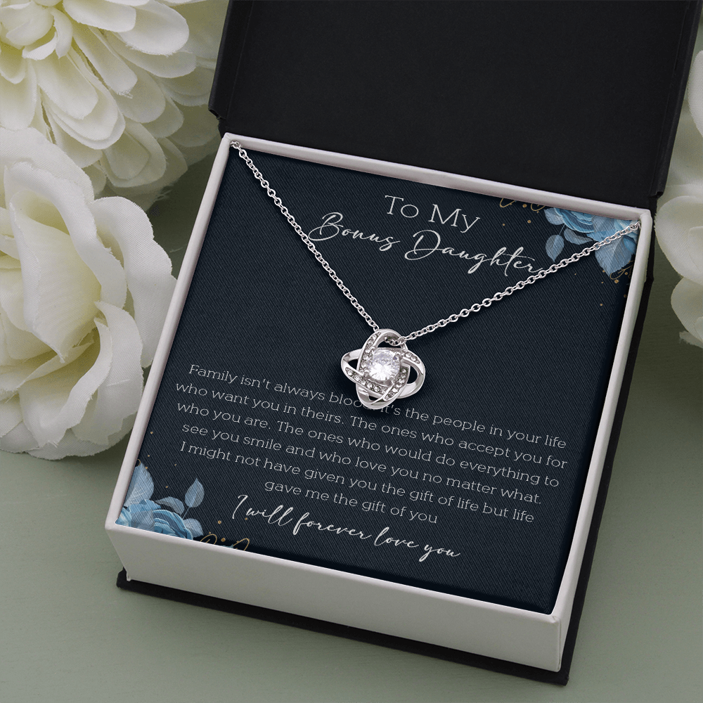 21A Cute Necklace To My Bonus Daughter, Necklace Gift for Her, Daughter From Mom Dad