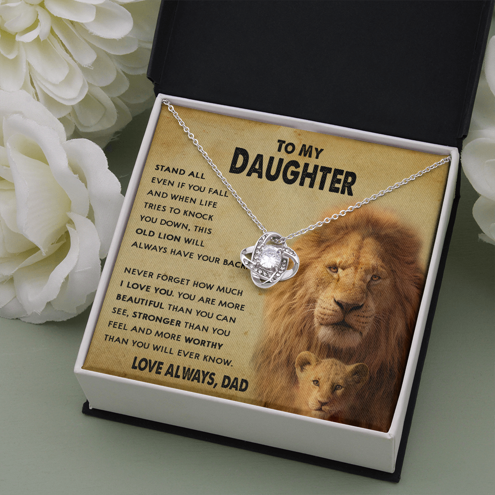 154A To My Daughter Lion, Necklace Gift From Lion Dad, Daughter Birthday Necklace