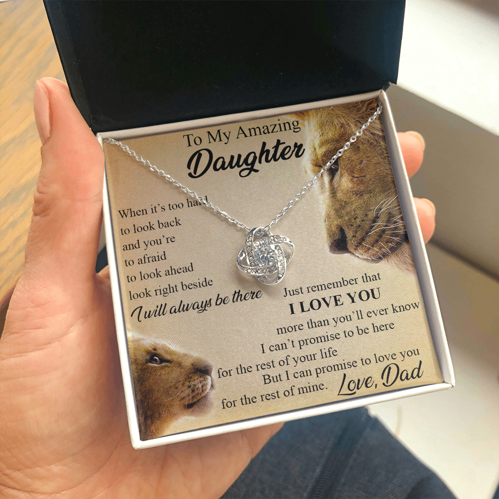 To My Amazing Daughter Love Knot Necklace, Birthday Gift Father to Daughter 492