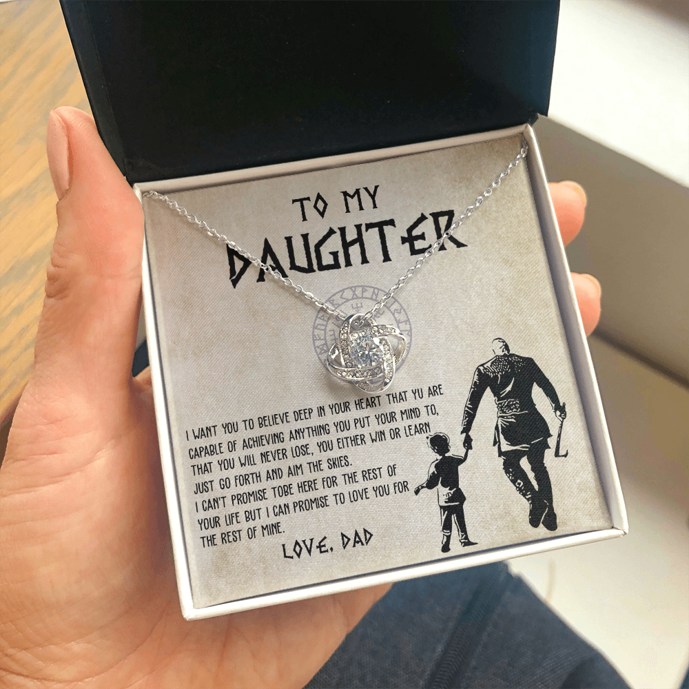 To My Daughter From Viking Dad - Gift For Viking Daughter Love Knot Necklace 7