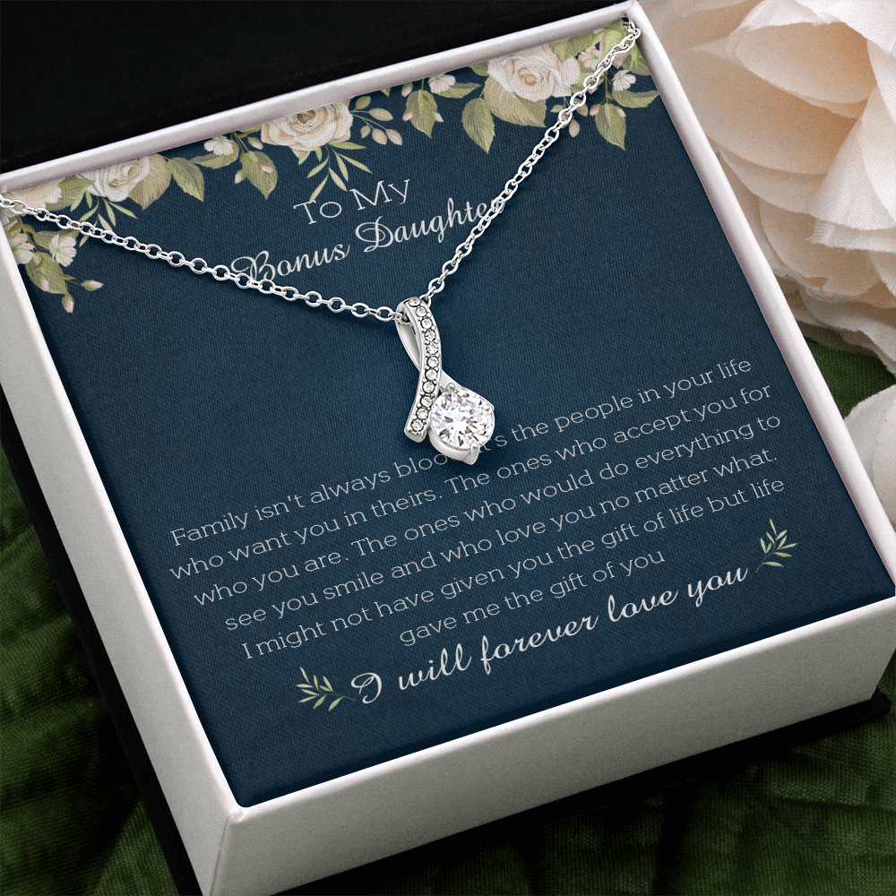 23B To My Bonus Daughter Necklace, I Will Forever Love You, Gift Birthday, Holiday