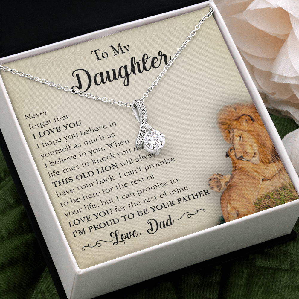 17A Necklace To My Lion Daughter, Necklace Gift for Daughter/Her, Gift From Lion Dad