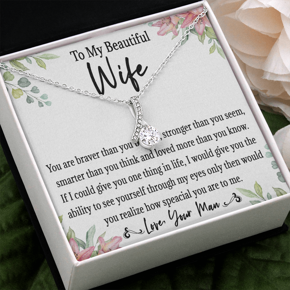 65B Love Gift To My Beautiful Wife, Women Necklace for Her, Birthday from Husband