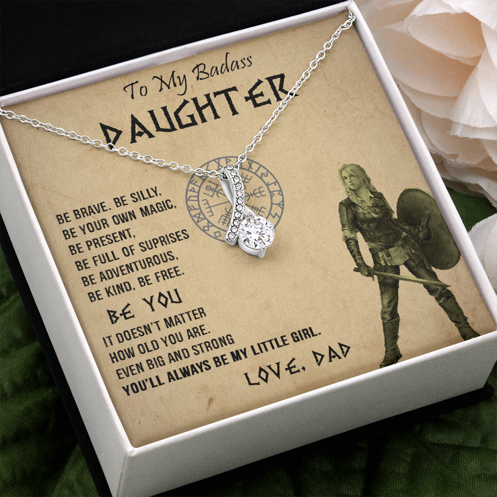 20B Viking Necklace Gift for Badass Daughter, Necklace Gift for Her From Viking Dad