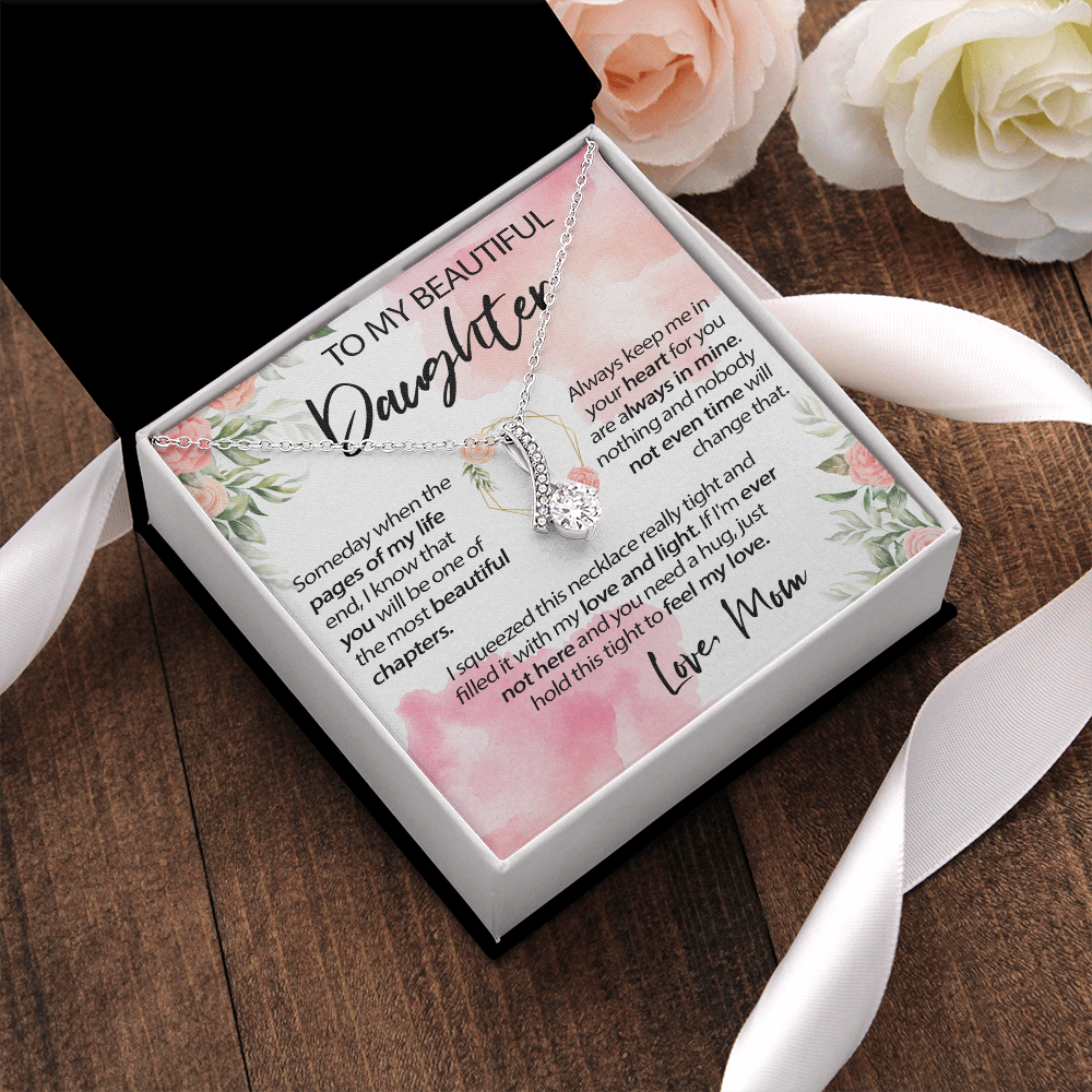 34B To My Beautiful Daughter A Wonderful Daughter Love Knot Necklace, Gift From Mom