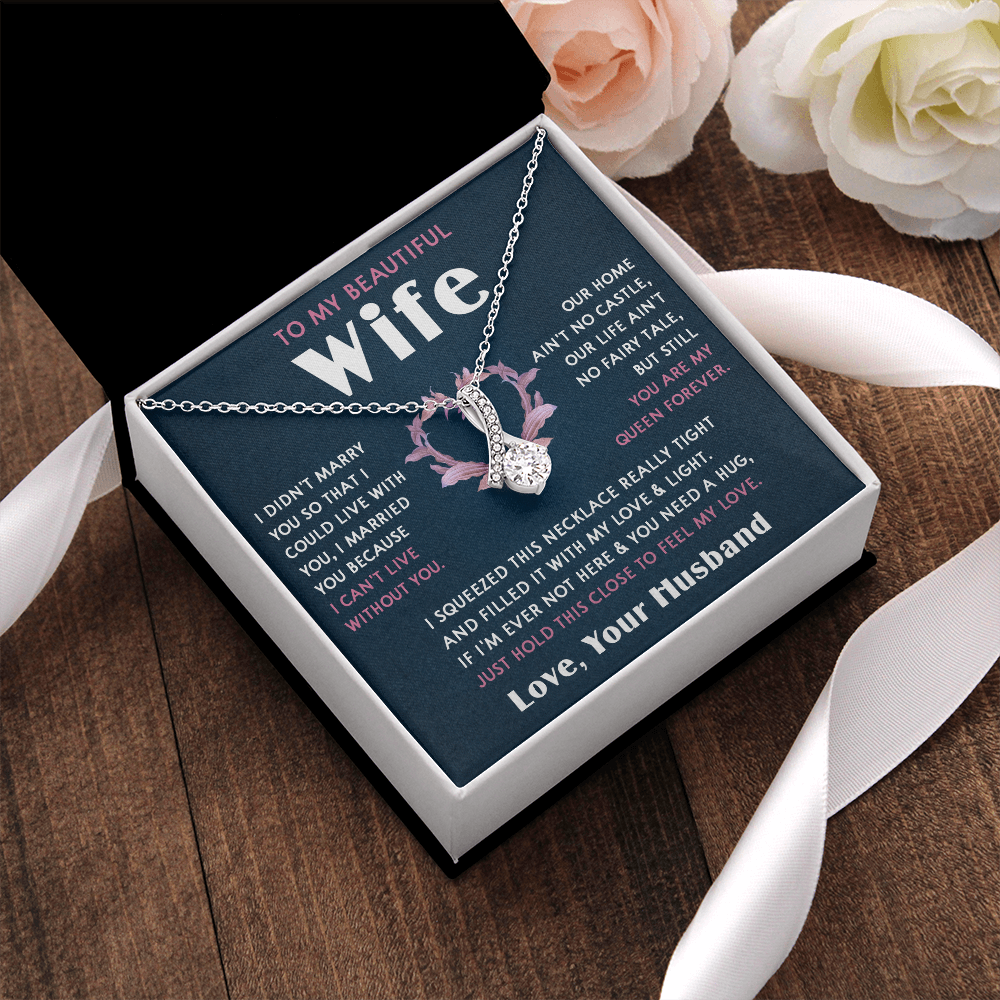 423B To My Beautiful Wife Necklace, Wife Necklace Gift from Husband, Mothers Day Gift