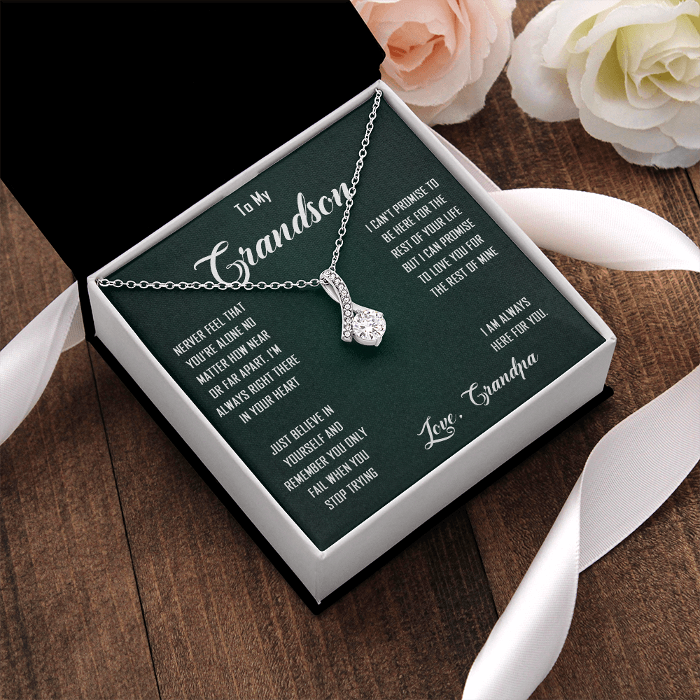 N368B To My Grandon Love Gift Sentimental Christian Cross Necklace Anniversary Gift